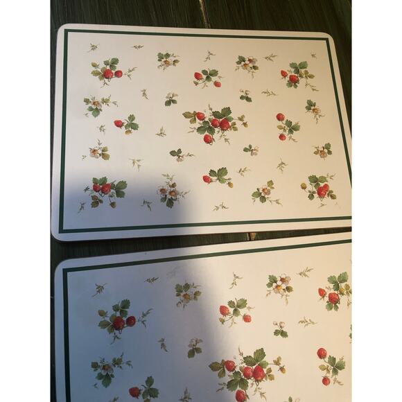 English Life Vintage Cork Backed 12"x9" Placemats Strawberry Patch Qty 4 - Picture 8 of 8